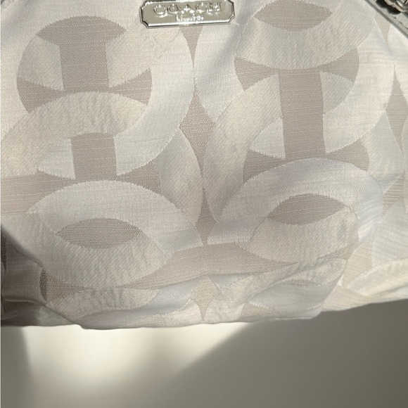 Coach Signature Gray Jacquard Satchel Bag with Leather Trim & Top Zip - Picture 13 of 16